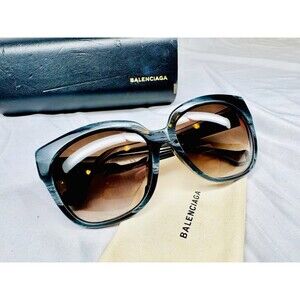 BALENCIAGA BA 15-F 63K Black Horn Womens Square Gradient Sunglasses 59-17-145-3